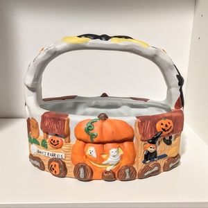 Vintage Halloween ceramic basket